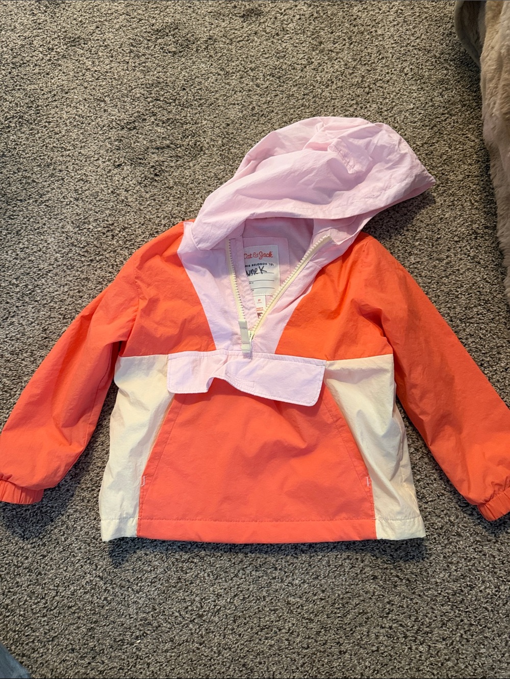 Cat & Jack Orange, Light Pink & White Colorblock Windbreaker